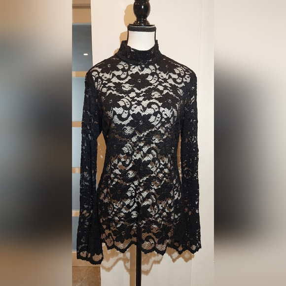 Beautiful  blouse Tops - Elegant Black Lace Women's Top